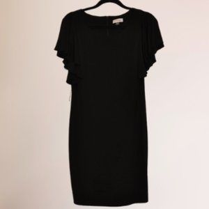 CALVIN KLEIN-FLUTTER SLEEVE DRESS-BLACK-SIZE 6